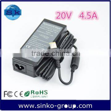 2015 Shenzhen High Copy Replacement 20V 4.5A ac Adapter Charger Square Pin Yellow