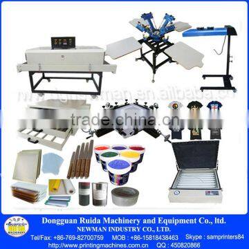 NS404-ESU hand floor type screen printing 4 color 4 station press double carousel full set device supplies