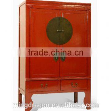 chinese antique solid wood distressed shiny wardrobe