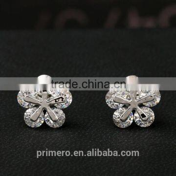 New Top Design Cubic Zircon Glittering Snowflake Stud Earrings photo-3