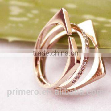 New Personalized Stainless Steel 3 Layers Inlay Crystal Finger Rings for Women photo-5