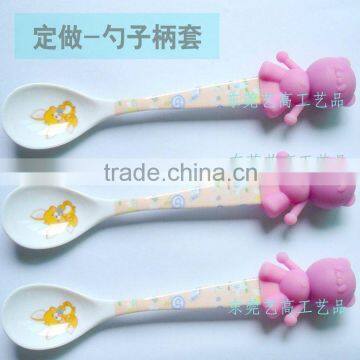 Lovely 3D teddy silica gel spoon cover