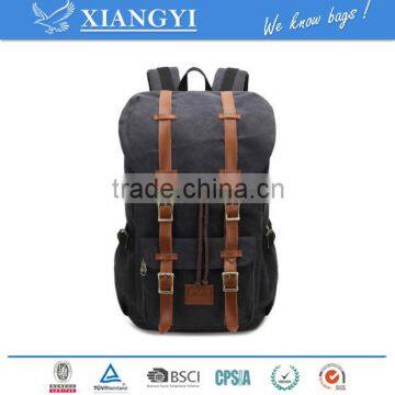 Vintage Men's Military Canvas Leather Travel Backpack Hiking Rucksack School Bag New Design in 2016 photo-6