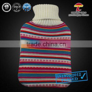 BS 2000ml natural rubber hot water bag colourful stripes