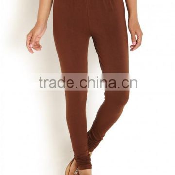 Woman FItted Plain Brown Leggings / Tights