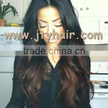 Hot Beauty 20" #1b#4 Ombre Color, Loose Wave, 100% Brazilian virgin hair Full lace wig