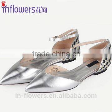 Old ladies shoes flat heel design with ankle strap