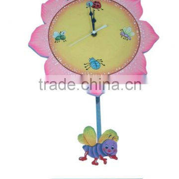 Kids Wooden Lovely Flower Design Wall Clock