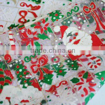 100% Polyester christmas flower printed organza fabric for christmas decoration