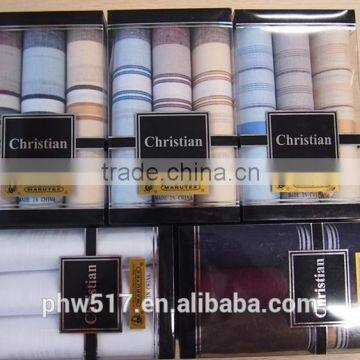 Three mounted-22 gift box cotton Cheap Satin Men's handkerchiefs custom export