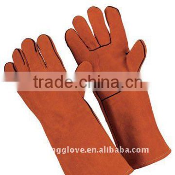 Fashional Red Cow split Welding Glove, Leather working glove, Cowskin, long sleeve safety equipment, China