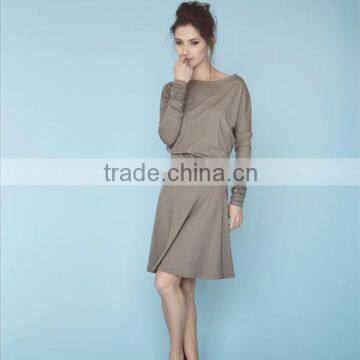 Beige Dress Dress With Sleeves Button Back Dress photo-6