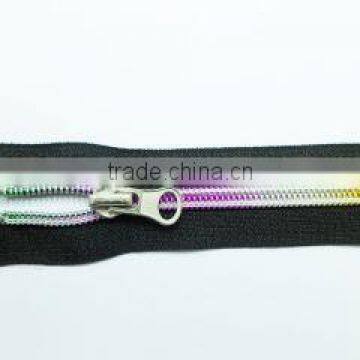 5# nylon zipper rainbow teeth zipper with thumb puller slider coate zipper decorate zipper