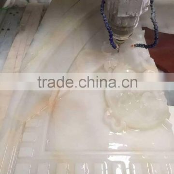 White Onyx Slabs With CNC Laser Engraving for Wall Decoration