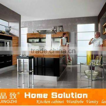 2013 high class customized wood grain modern kitchen furniture for apartment kitchen cabinet project