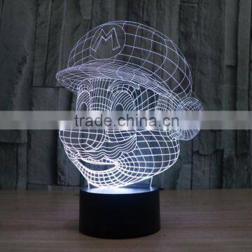 Creative Super Mario changing visual multicolor changing 3D illusion acrylic led night lights bedroom decorative night lamp