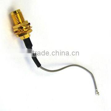 U.FL to SMA female, bulkhead connector with 1.13 cable, cable assembly, pigtail, jumper cable