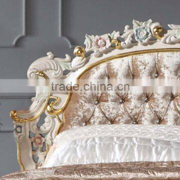 Hand Carving Furniture - Handcraft Royalty Golden Foil Bed photo-3
