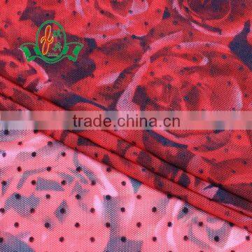 hot sale red mesh flock fabric for underwear