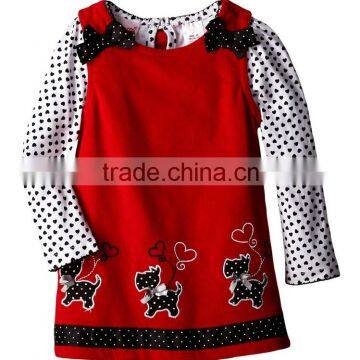 (CS807#)OEM Service Children Clothing 2pcs Baby girl set Polka Dot top and dress set 2pcs Baby girl set