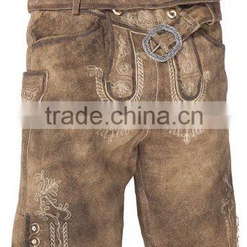 Trachten Haus Men's Long Embroidered German Lederhosen