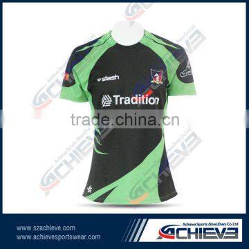 custom polyester rugby wear/short sleeve striped rugby jersey