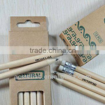Standard size triangular shape natural wood HB pencil sharpened with eraser