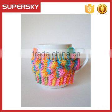 V-169 Rainbow cup holder coffe hand knitted sleeve cosy cup mug sweater/coffee sweater/cup accessory