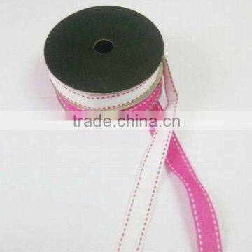 HOT SALE! White / Pink Grosgrain Woven Fabric Satin Gift Box Wrapping Ribbon