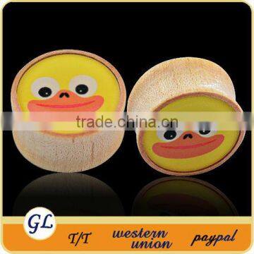 TP04082 yellow duck epoxy body piercing wooden ear plug