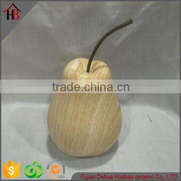 unique wood grain design ceramic pear decoration