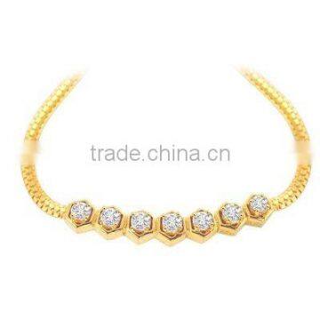 Yellow sapphire diamond 14k gold necklace fashion necklace,diamond jewelry