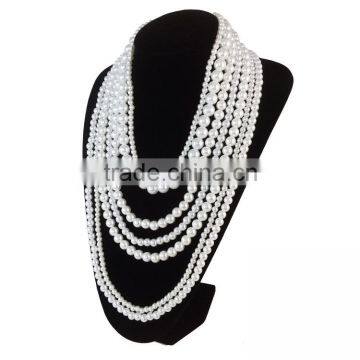 European And American Big Exaggerated Retro Multilayer Pearl Clavice Chain Bends Long Necklace photo-6