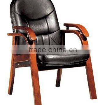 China supplier facotry price solid wood and pu leather office meeting room chair with strong arm(FOHF-61#)