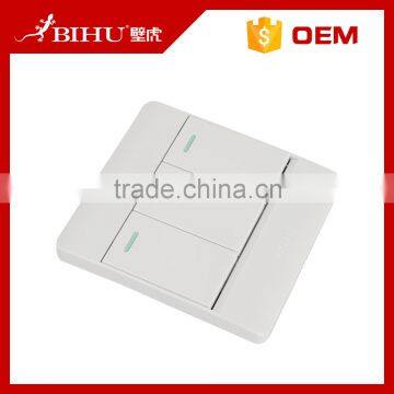 Top Selling Pure White BIHU New Version Flat 3 Gang Wall Light Push Button Switch and Socket photo-3