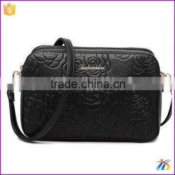 High quality black flower crossbody tote bag for girls cross body tote