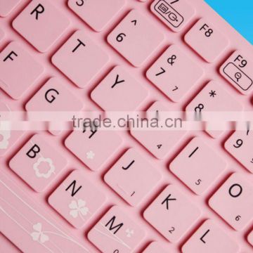 Light Pink color with black texts Thin silicone laptop key skin