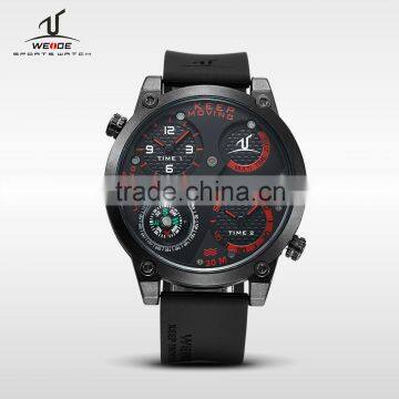 WEIDE Original Brand Men's Watches With Compass Analog Silicone Strap Quartz Watches Bezel Japan Movt Waterproof Military Sports