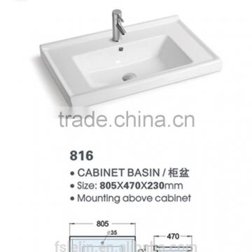 FOSHAN LELIN ceramic L810mm cabinet basin small size vanities top bathroom basin of LT-028