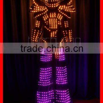 LED Light Stilt Walking Costumes, Wireless DMX512 LED Robot Costume, Progtammable Tron Costume