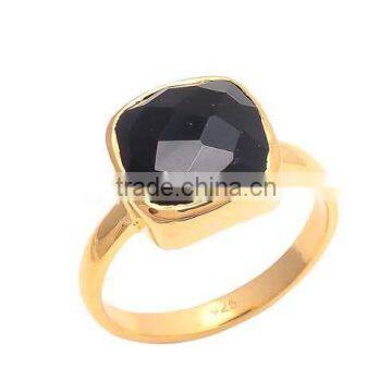 The Gopali Jewellers Hot Black Onyx Ring gold plated ring Large Rectangular cocktail ring