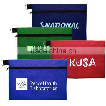 Nylon Zipper Pouch Bank Bag w/ Key Ring