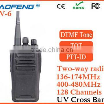 Durable Baofeng UV-6 vhf uhf dual band walkie talkie 5w license free two way radio sale