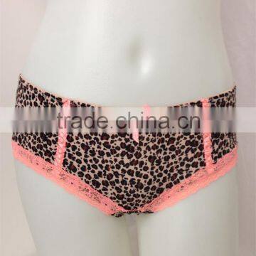 Stylish Leopard Print Brief with Nice Lace Tirm for Ladies (CSMP011)