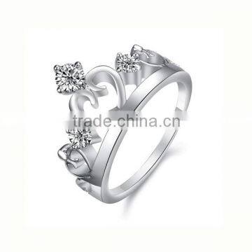 Stylish high quality shiny highpolished stainless steel jewelry cheap price fashion rings crown shaped diamond ring (LR8008)