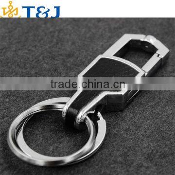 Ss>>2015 High Quality Alloy Metal Leather Fashion Men Double Rings Car Key Chains/