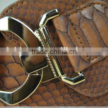 Korea Style Winter New Fashion Ladies and Women Alloy Hook Buckle Snakeskin Leather Super Wide Waist Belt for Long Down Coat photo-3