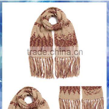 100% acrylic Chunky fairisle knit lady scarf with tassles