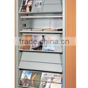 Wholesale assemble library 5 level single side magazine display shelf