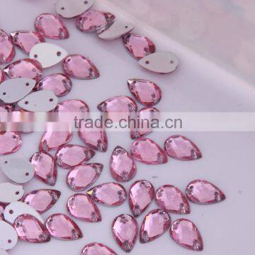 Fancy Stone With Holes 8x13 mm Tear drop Sew On Acrylic Stones With Double Holes For Clothing Hats Shoes Bags